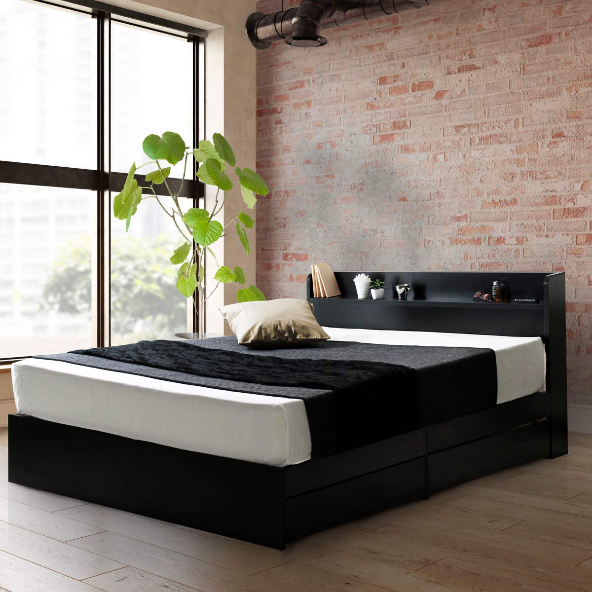 Amazon｜ビックスリー セミダブルベッド 収納付きベッドフレーム