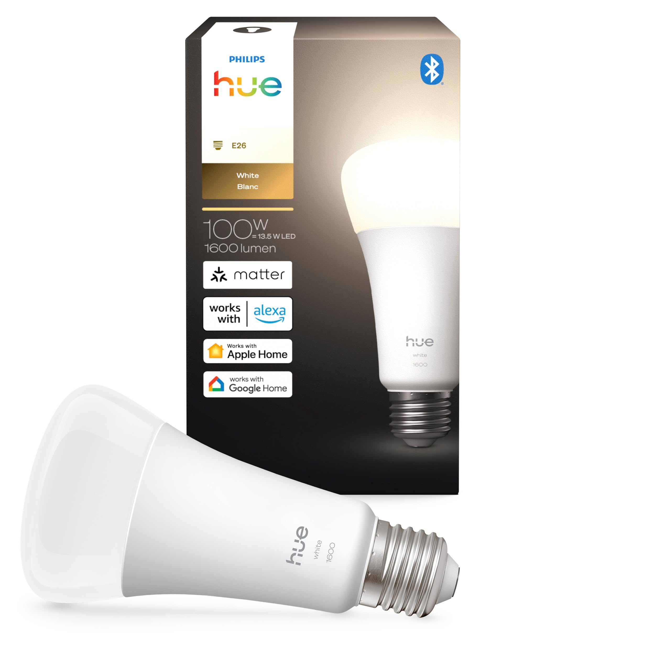 Philips Hue Smart LED A21 Bulb, Warm White Light 2700K, E26 Base
