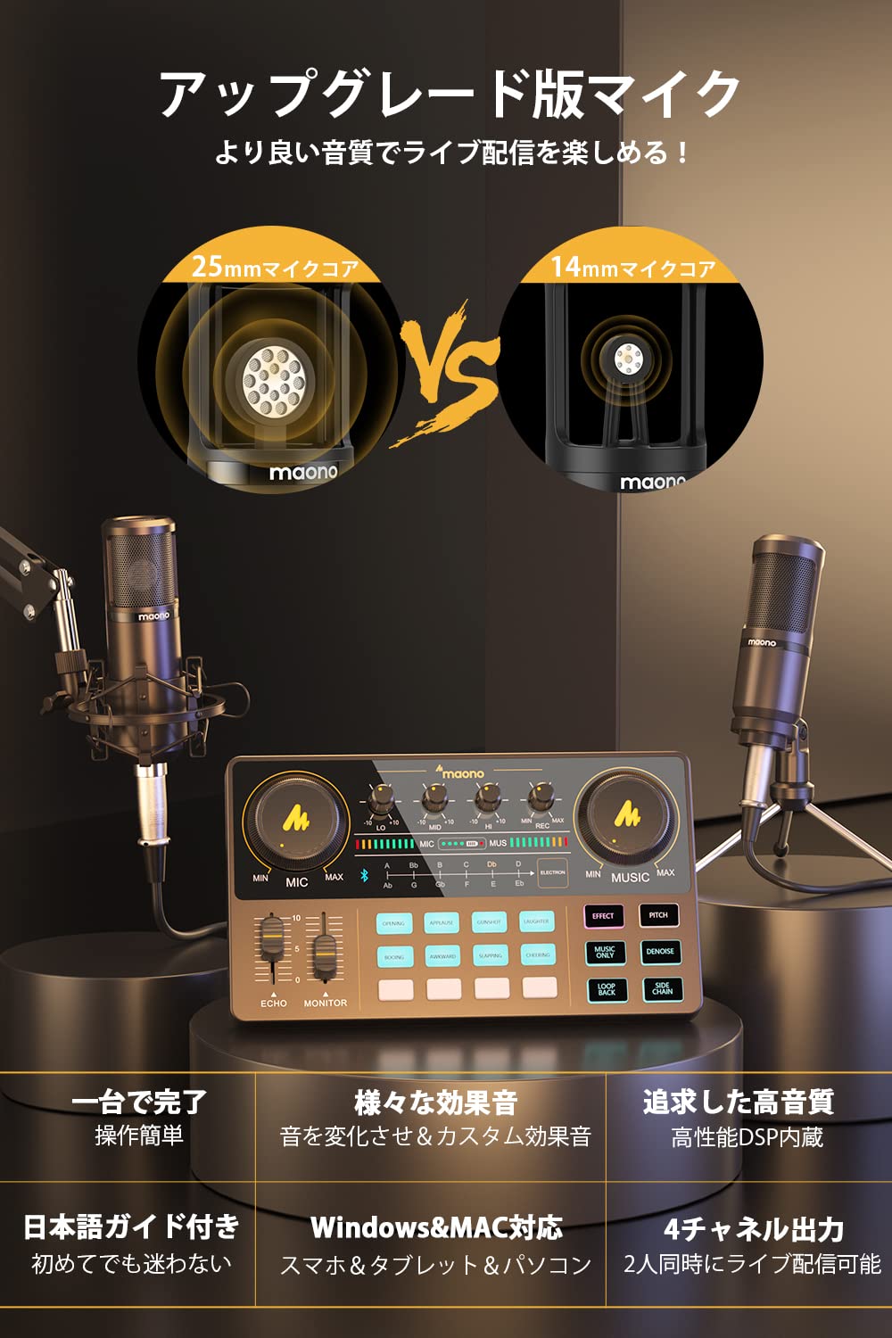 Amazon | MAONO オーディオミキサー インターフェース Mixer