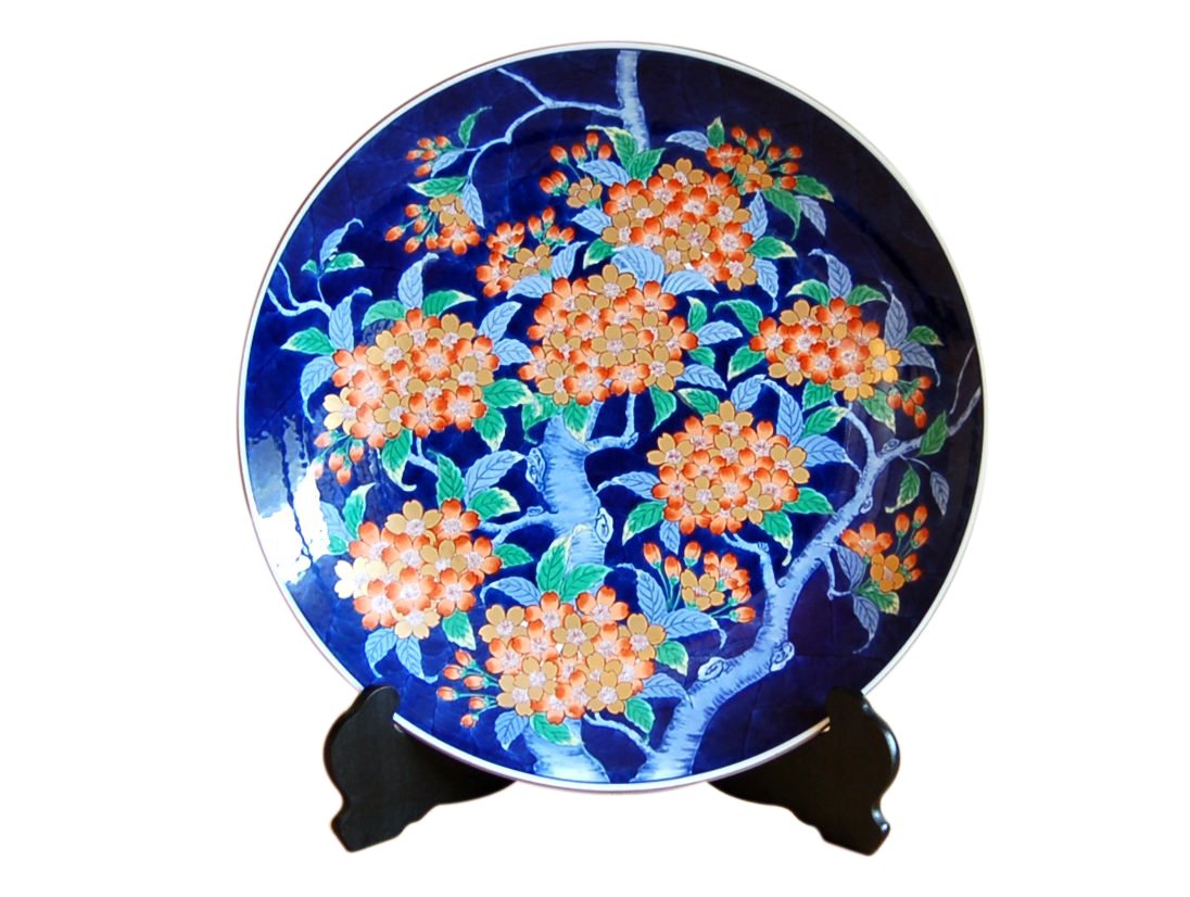 Amazon.co.jp: 飾り皿 絵皿 大皿 スタンド付き 有田焼 弥左ヱ門窯 陶器