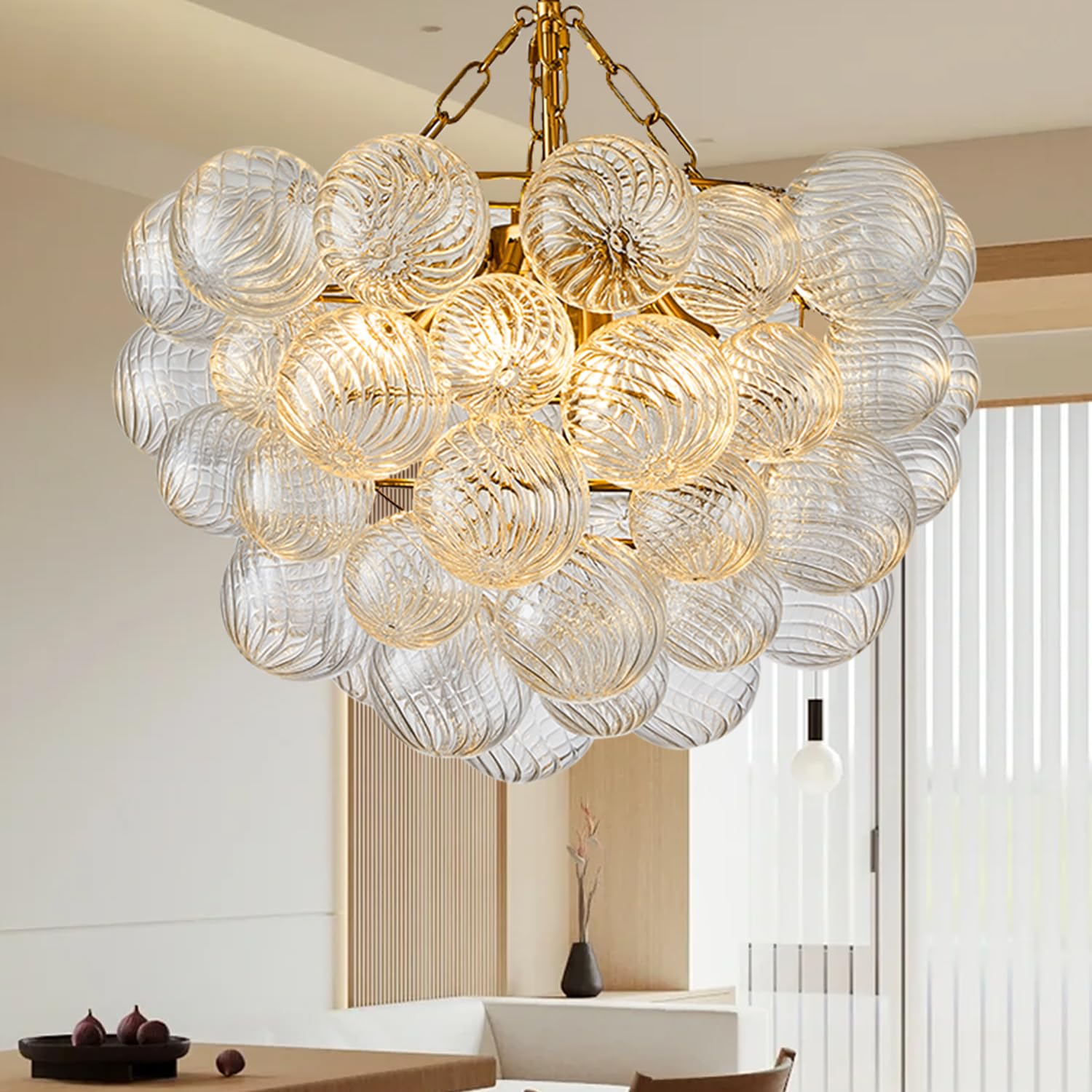 LINDUGUYI Chandelier, Gold Bubble Chandelier, 24 Inch Bubble