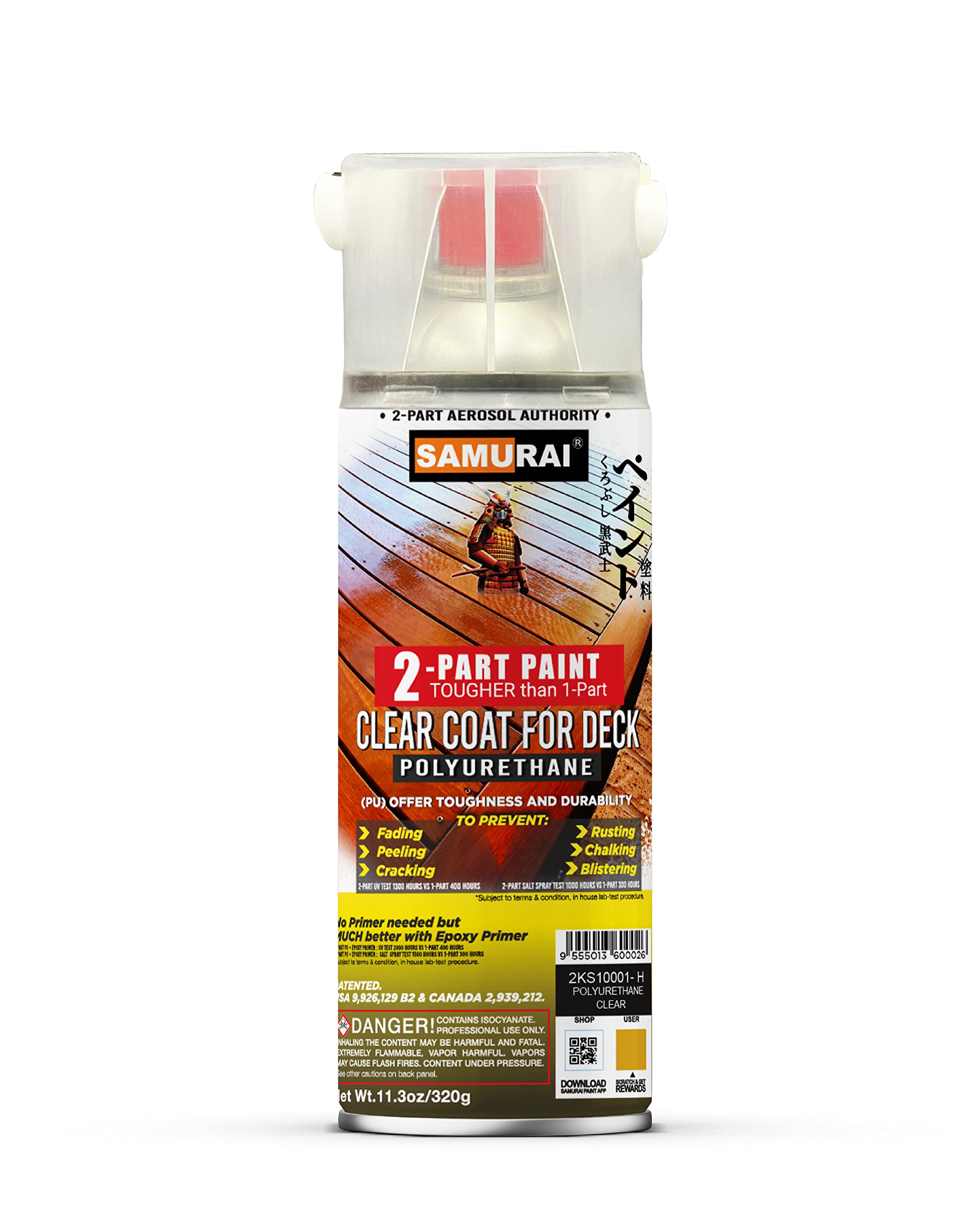 SAMURAI 2-Part Polyurethane Deck Clear Coat Spray Paint (Clear
