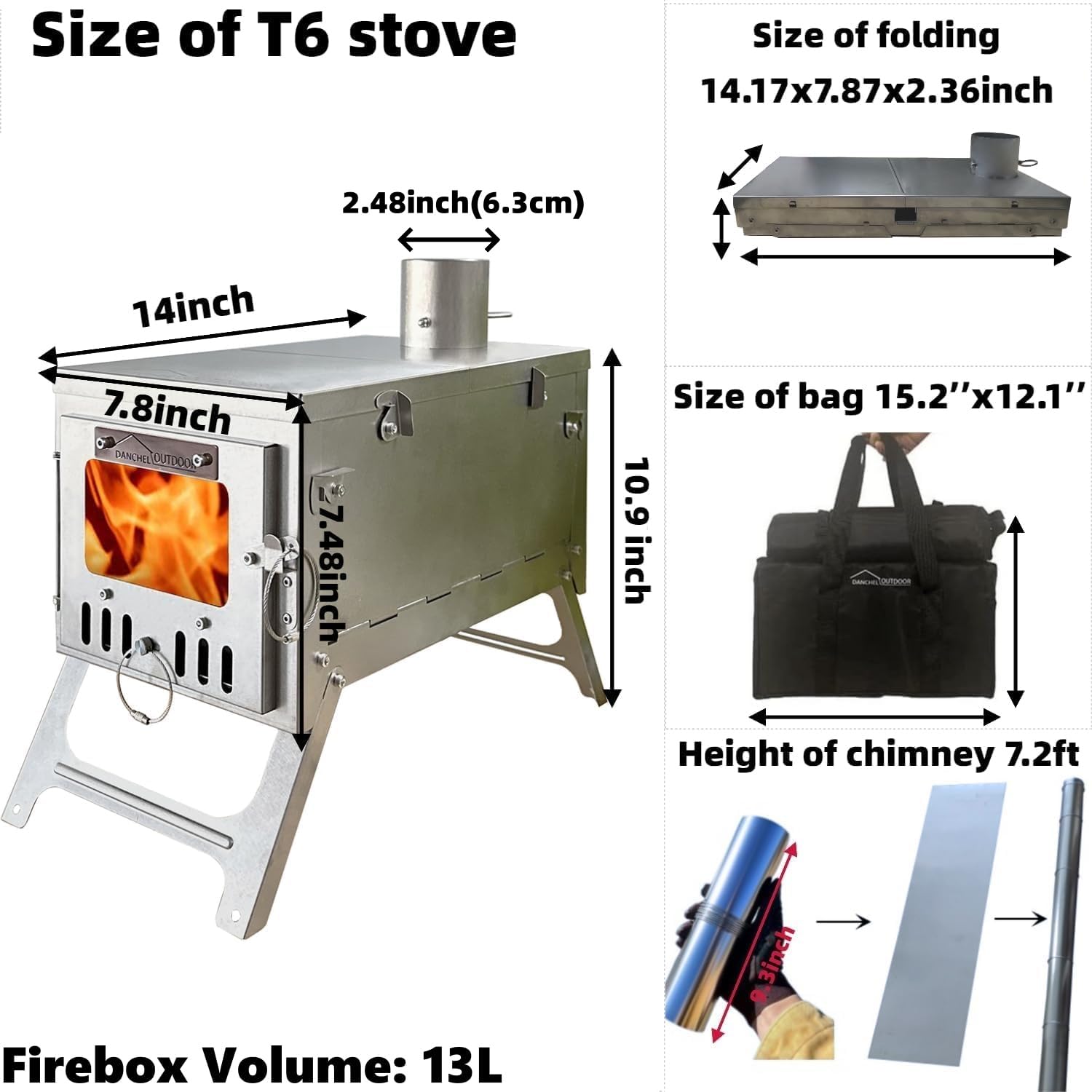 Amazon.co.jp: D&R 秋冬キャンプ用【チタン薪ストーブ】2.2M煙突付き