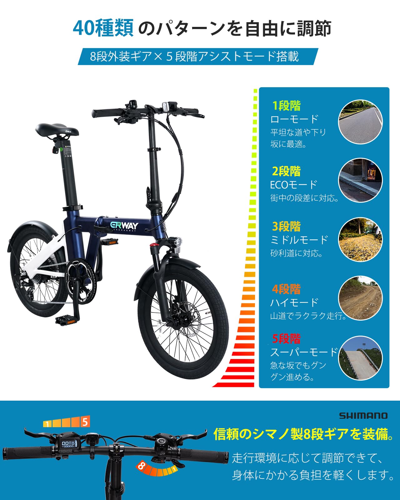 Amazon | ERWAY 電動自転車 電動アシスト自転車 折りたたみ 20インチ