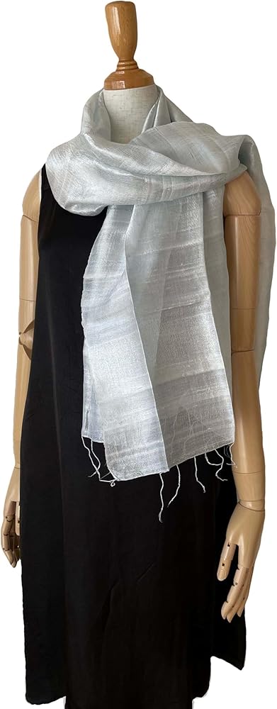 Amazon | [きゃら] タイシルク ストール 幅広 大判 無地 絹100