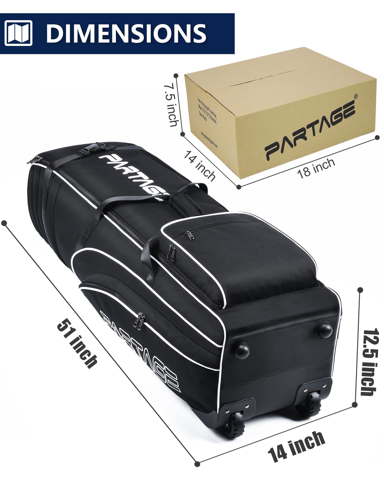 Amazon | Partage ゴルフトラベルバッグ ホイール付き ゴルフトラベル