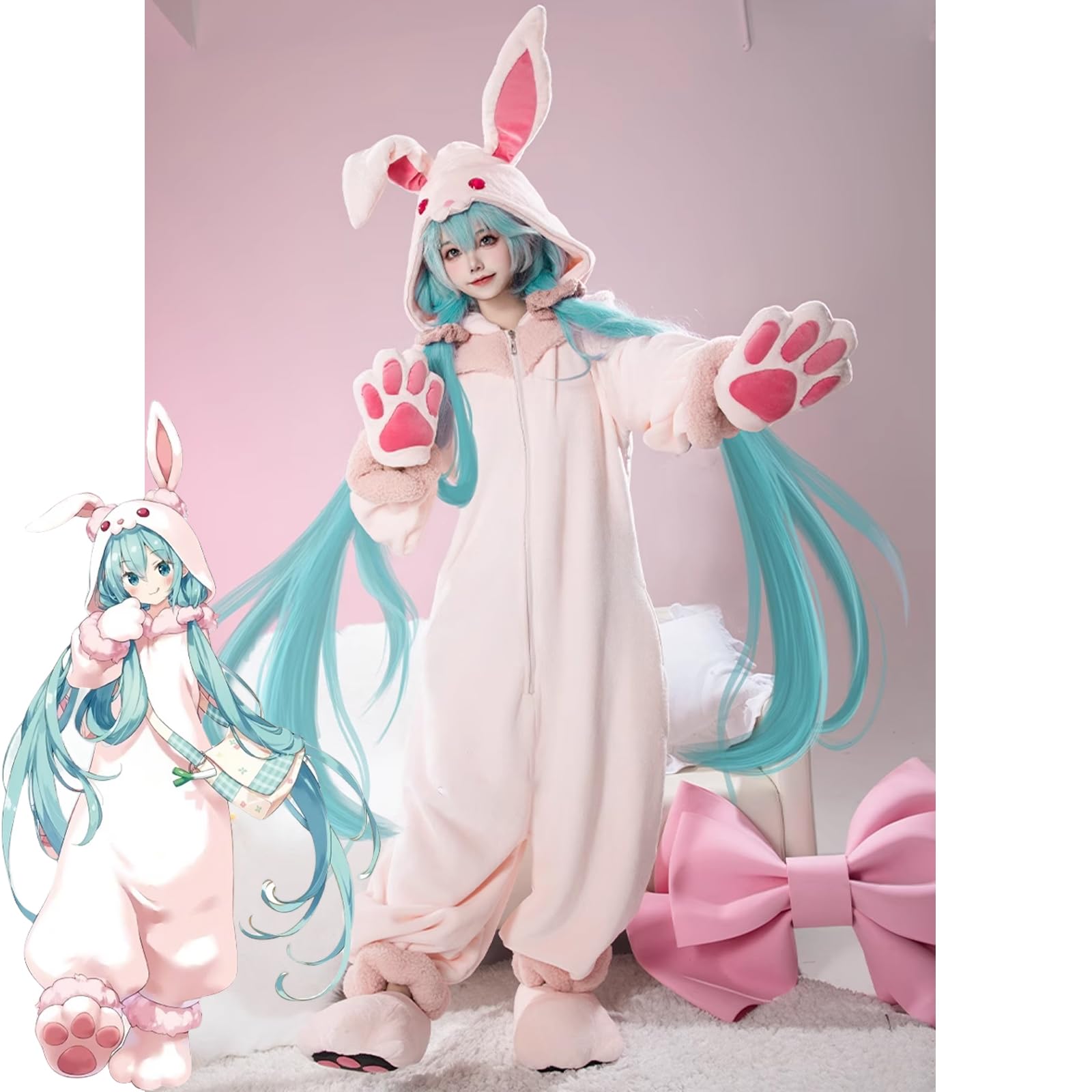 Amazon.co.jp: 初音ミク周辺 パーティーウサギ服 MIKU風 コスプレ衣装