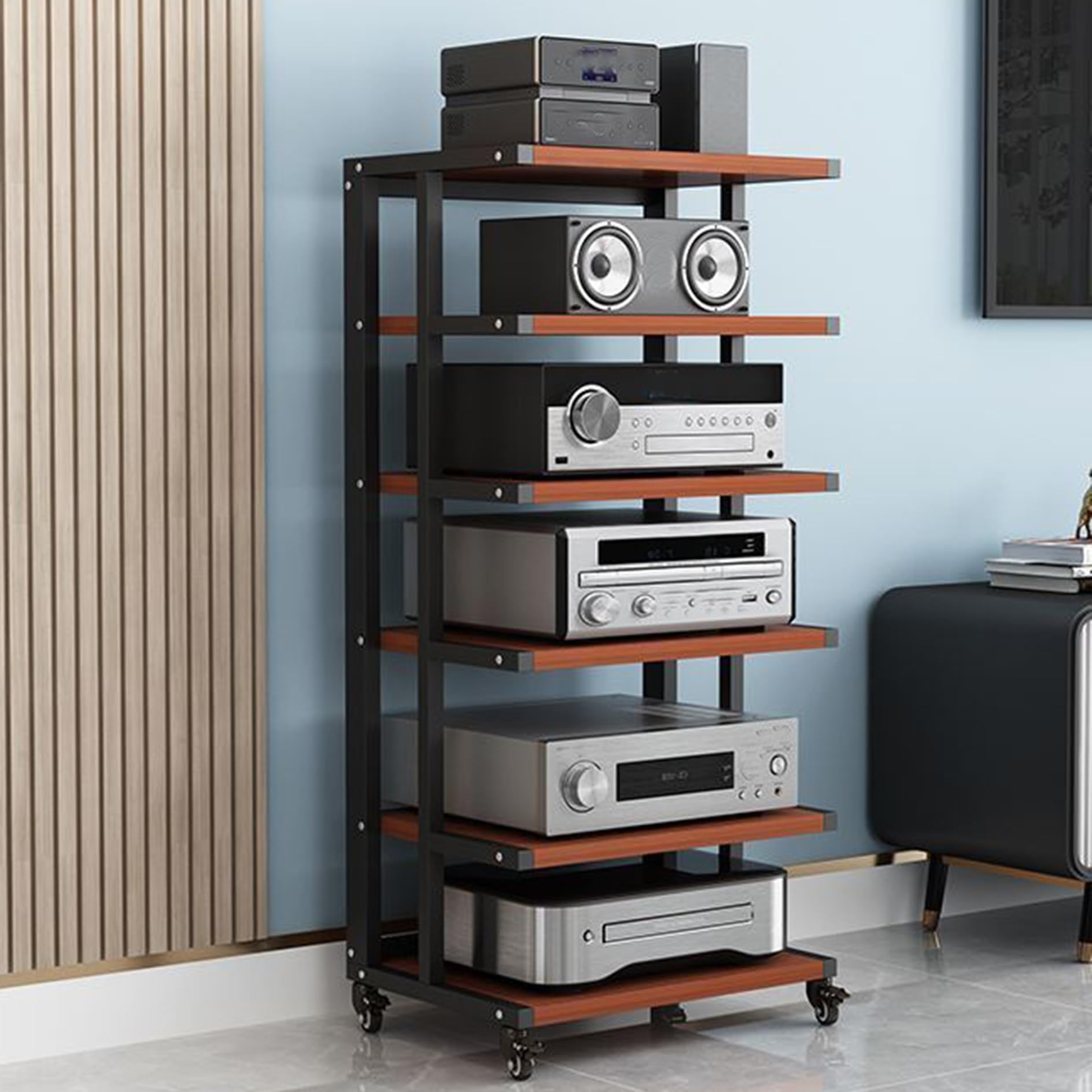 Amazon.co.jp: オーディオラック 6段 ゲーム機ラックレコード 棚収納