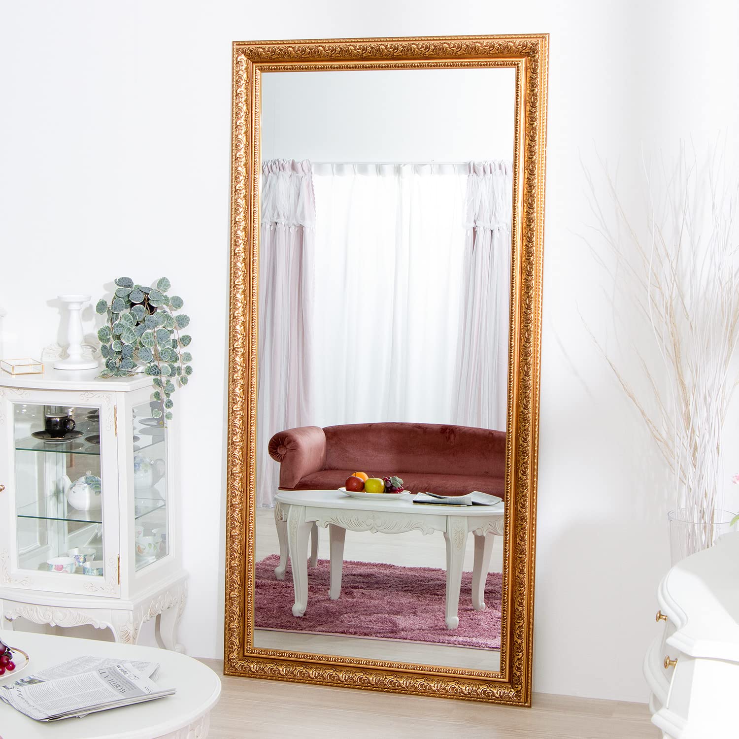 Amazon.co.jp: 鏡 ミラー 全身 姿見 アンティーク調 W90 幅90