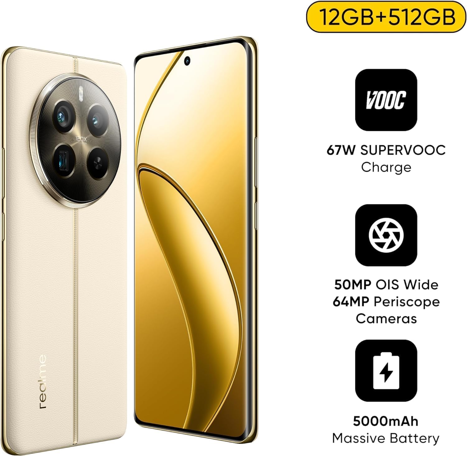 realme 12 Pro+ 5G (Navigator Beige 12GB RAM, 512GB ROM)|Snapdragon