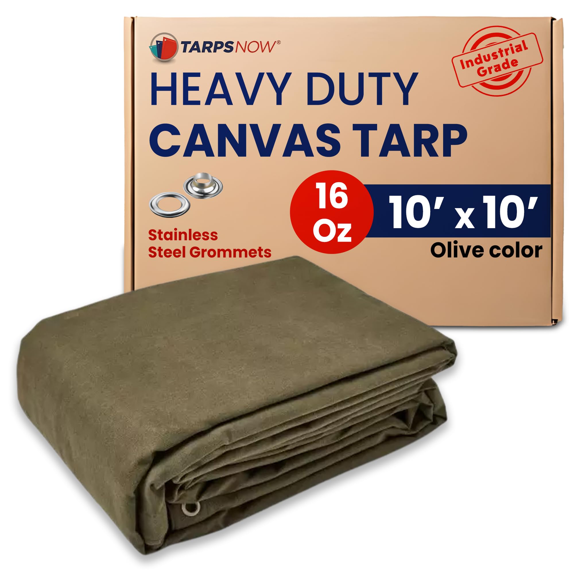 Amazon.com: Tarps Now 10x10 ft Heavy Duty Canvas Tarp, 36 Mil, 16