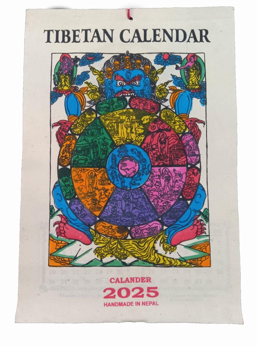 Amazon | カレンダー 2025 壁掛け 手漉き紙 チベット仏教 神様