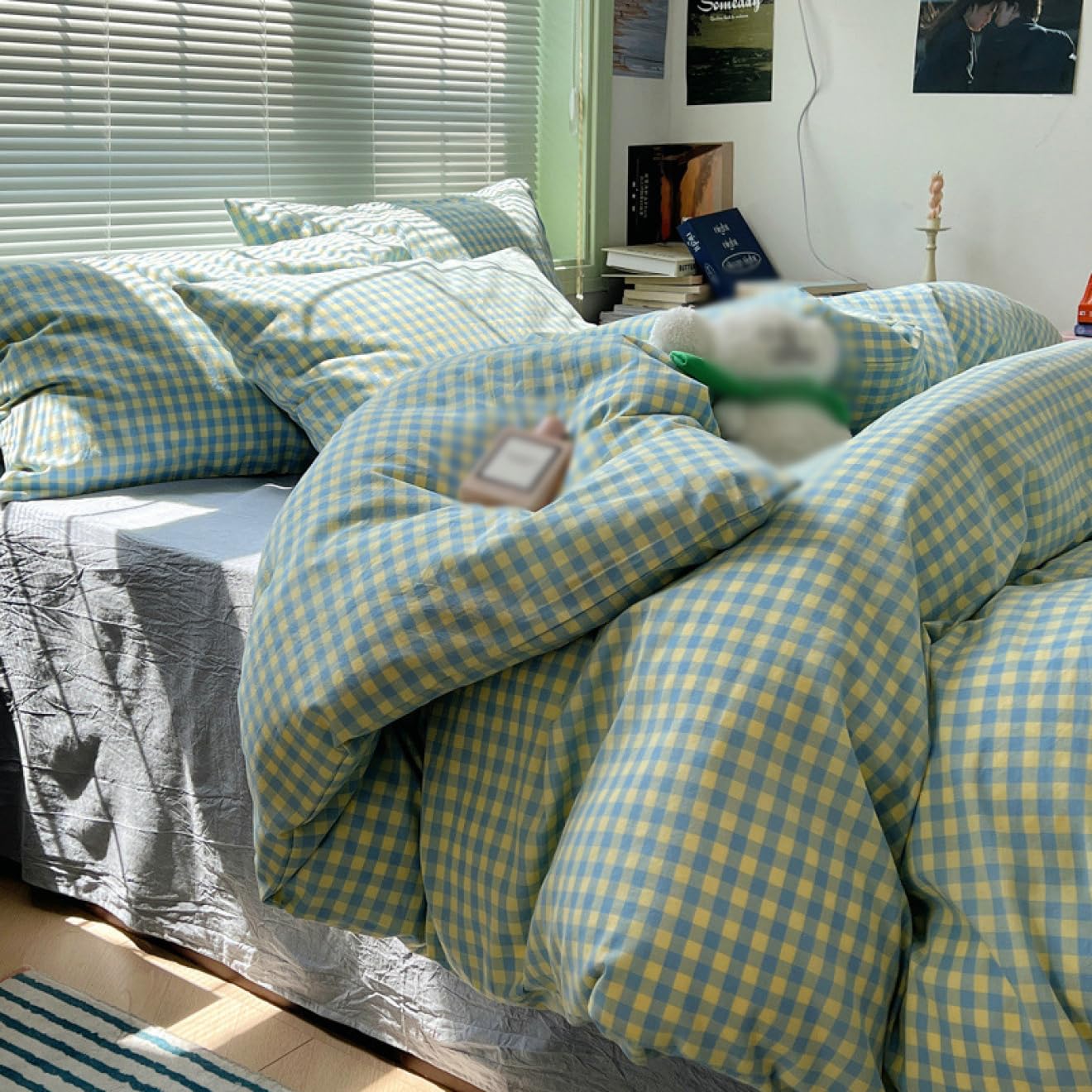 Amazon｜[OceanMap] 格子柄掛け布団カバー クイーンサイズ 格子柄 寝具