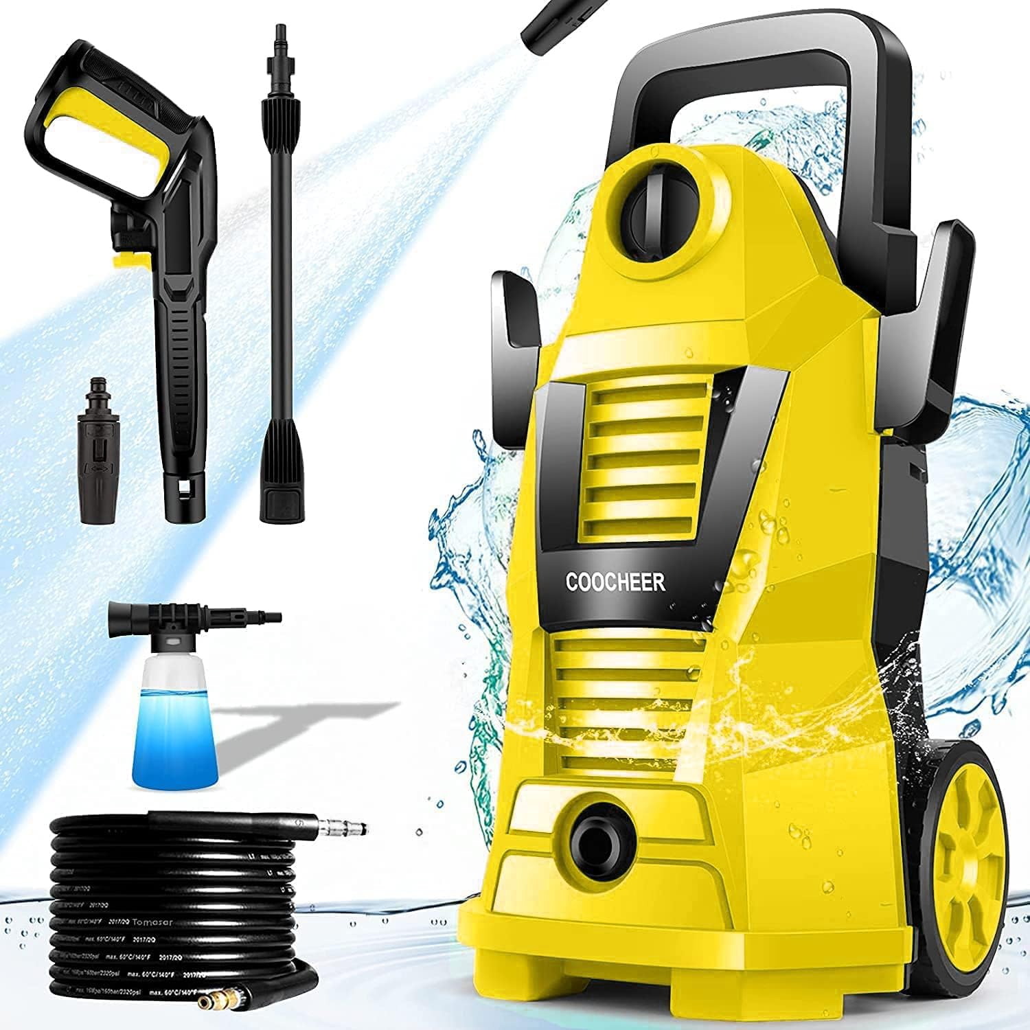 Amazon | COOCHEER 高圧洗浄機 1500W 最大吐出圧力12MPa 50Hz/60Hz東西