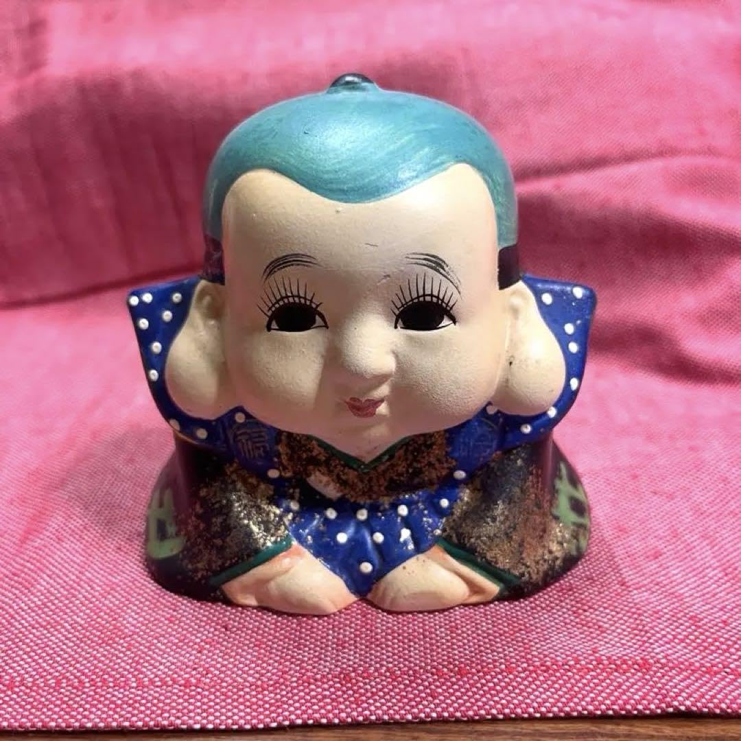 Amazon.co.jp: 昭和レトロ 福助人形 貯金箱 置物 伝統工芸 土人形