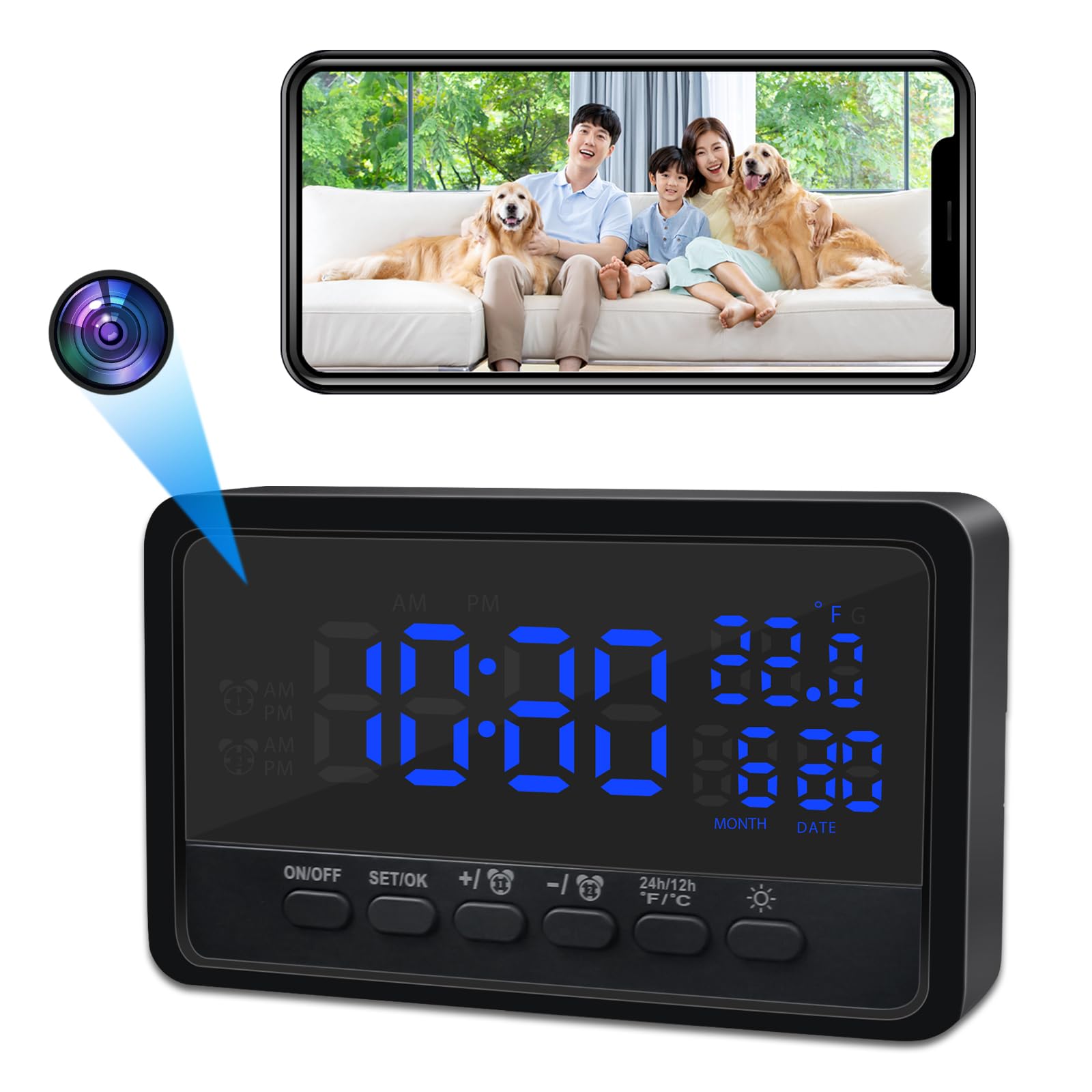 Amazon.co.jp: ZHTNC 置時計型 防犯カメラ WiFi 隠しカメラ スパイ