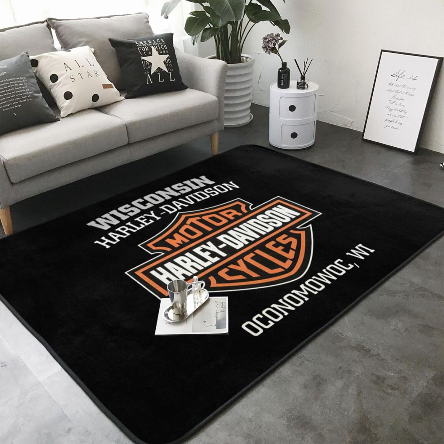Amazon | ハーレーダビッドソン ラグ カーペット 洗える ラグマット