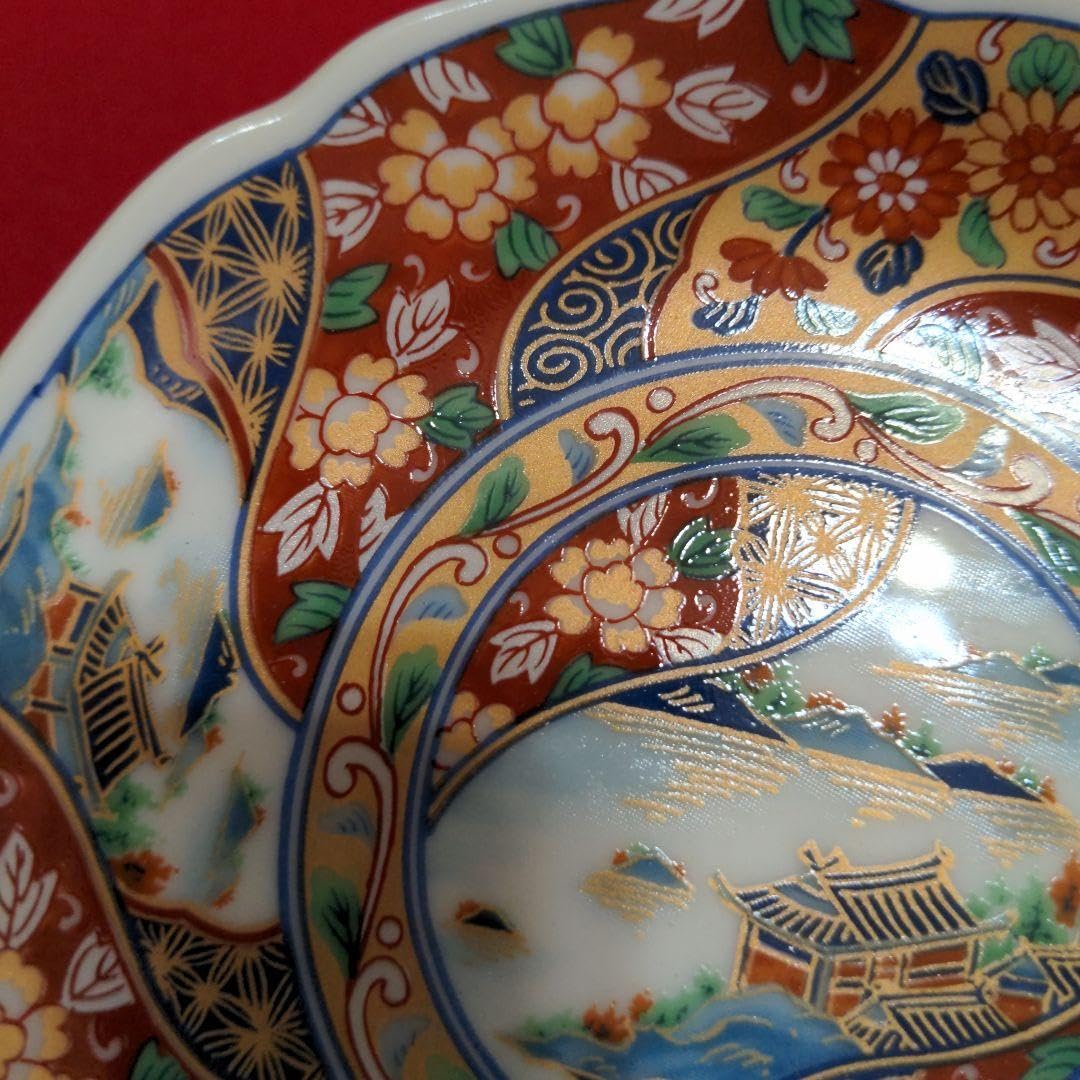 Amazon.co.jp: 龍峰窯 金彩 古伊万里 花文様 小皿 5枚セット 輪花皿