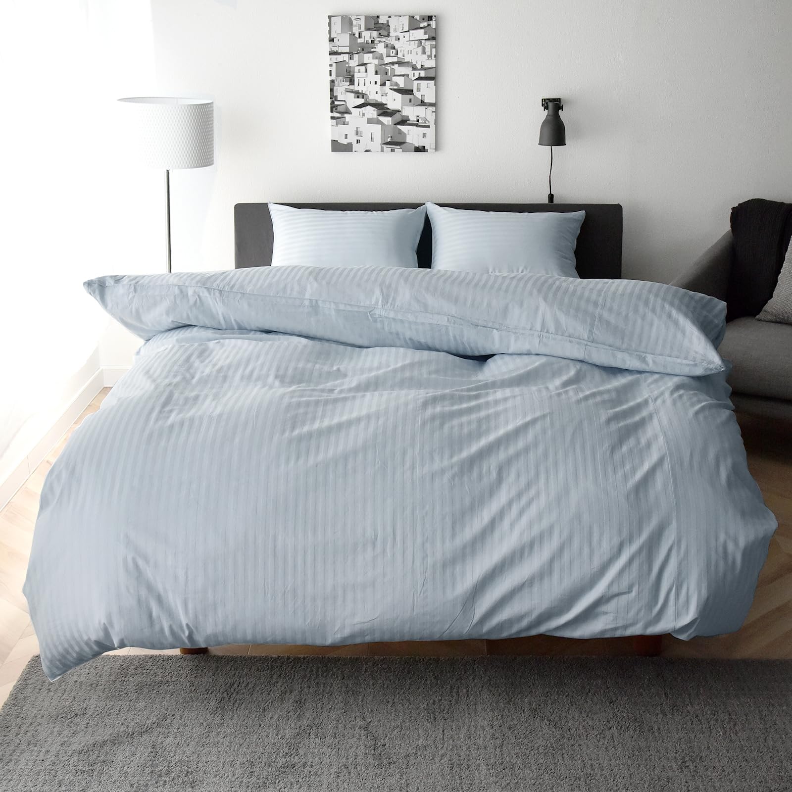 Amazon｜日本製 掛け布団カバー シングル 綿100% サテンストライプ 高