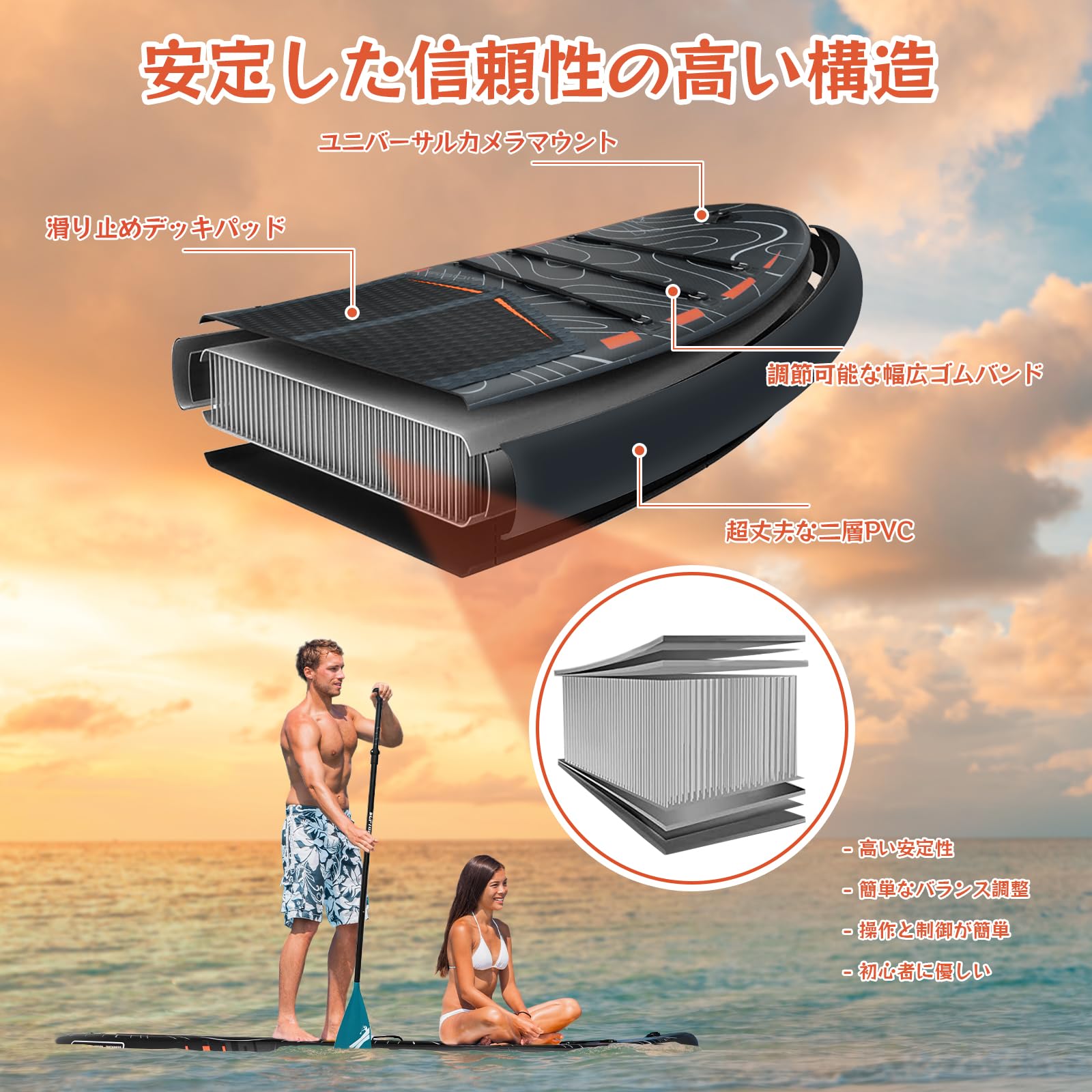Amazon | SEAPLUS スタンドアップパドルボード インフレータブル超軽量