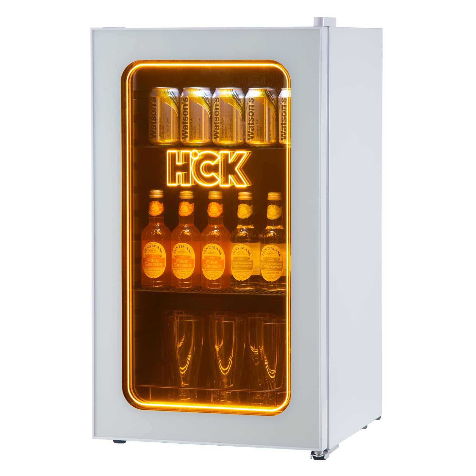 Amazon | HCK 冷蔵庫 小型 92L ドリンク用 スムージー作り LEDネオン