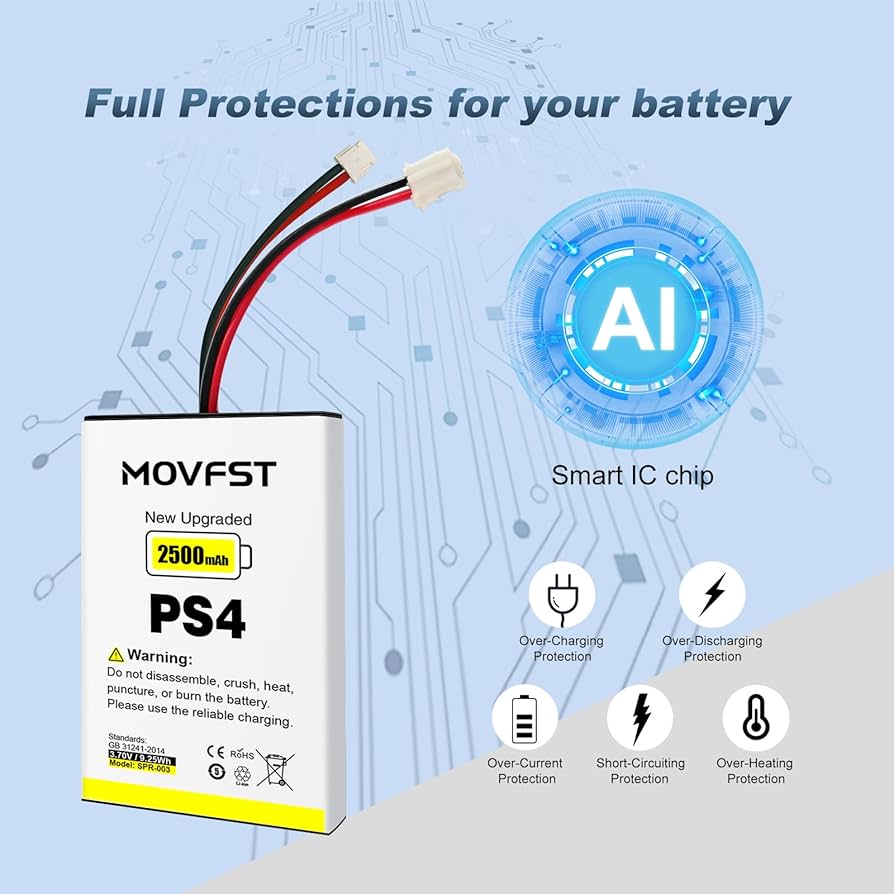 Amazon.com: MOVFST 2Pcs PS4 PS4 Pro Controller Battery Replacement