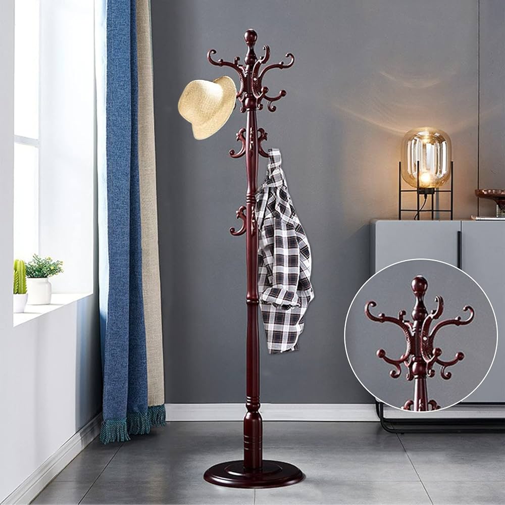 Amazon.co.jp: 帽子掛け、洋服掛け、木製ポールハンガー、コート