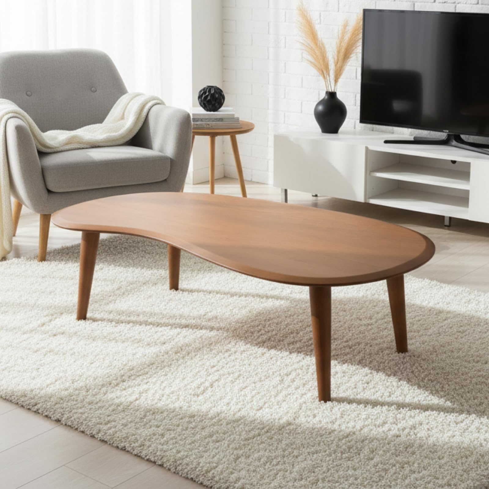 Amazon.co.jp: 【完成品＆折れ脚タイプ】 豆型 テーブル 完成品