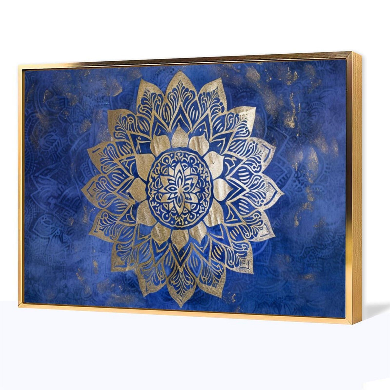 油彩 人物画 青と金の装飾 油彩 人物画 青と金の装飾 絵画インテリア