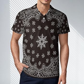 Black Paisley Bandana Men's Polo Shirts Short Sleeve Slim-Fit Golf