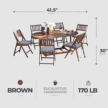 Amazon.com : Outdoor Interiors S10555 7-Piece Fold and Store Table