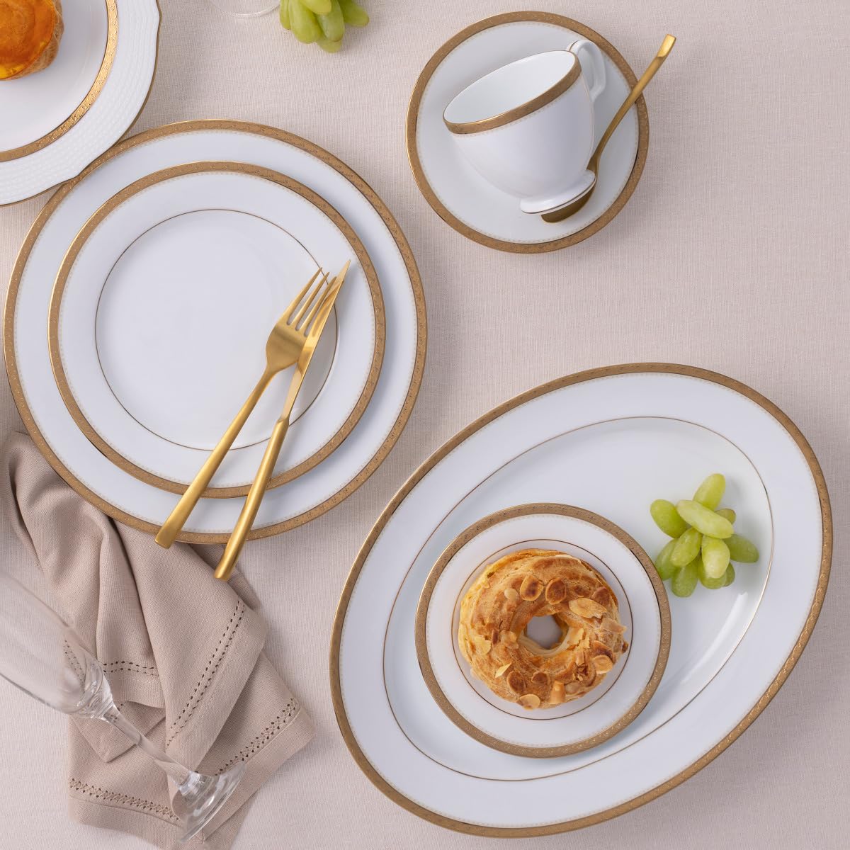 Amazon.com | Noritake Charlotta Gold 60-Piece Value Set, Service