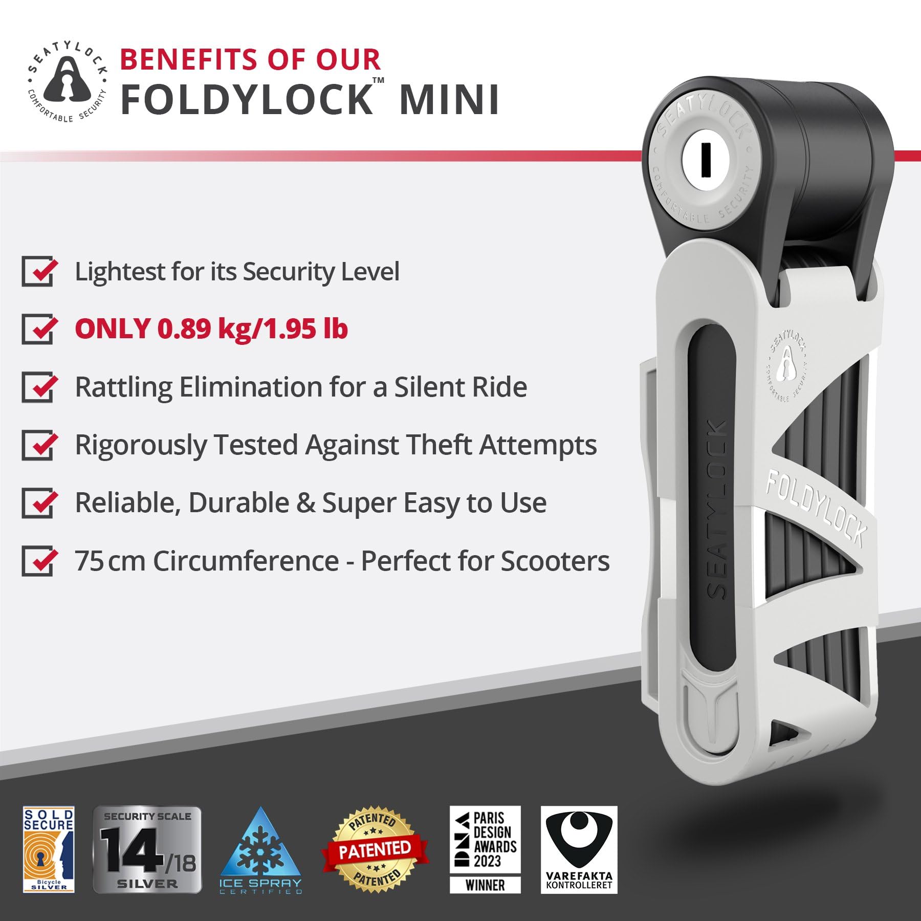 Amazon | Seatylock フォルディロック ミニ折りたたみ自転車ロック