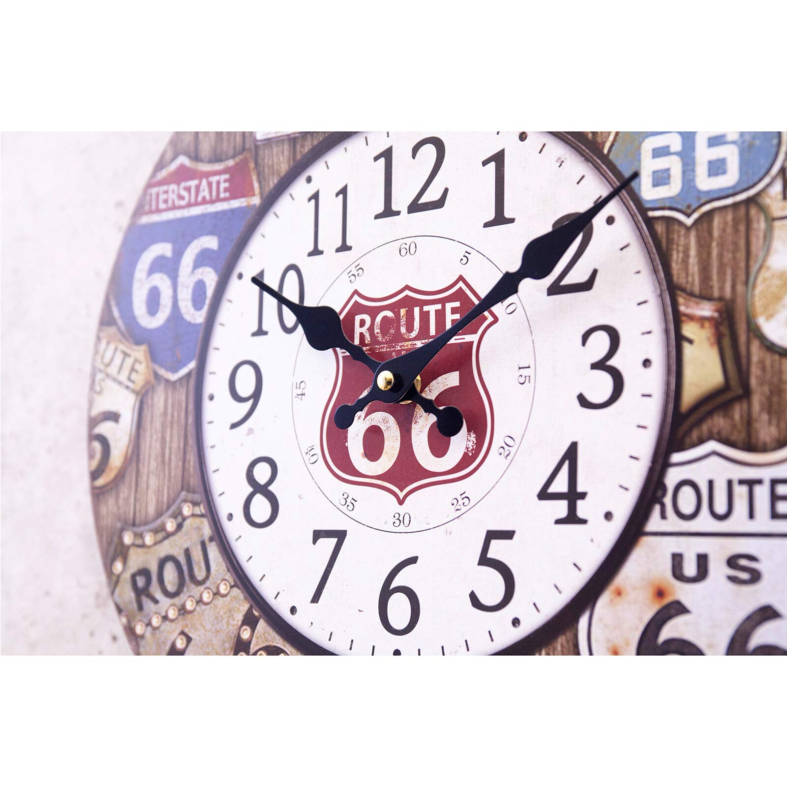 Amazon.co.jp: アメリカン アンティーク風 34cm 時計 クロック Route66