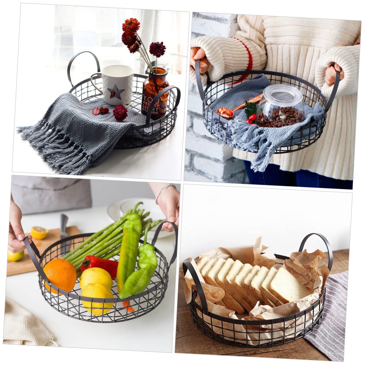 Amazon｜NUOLUX 黒 メタル バスケット ヴィンテージ 装飾 黒 ワイヤー