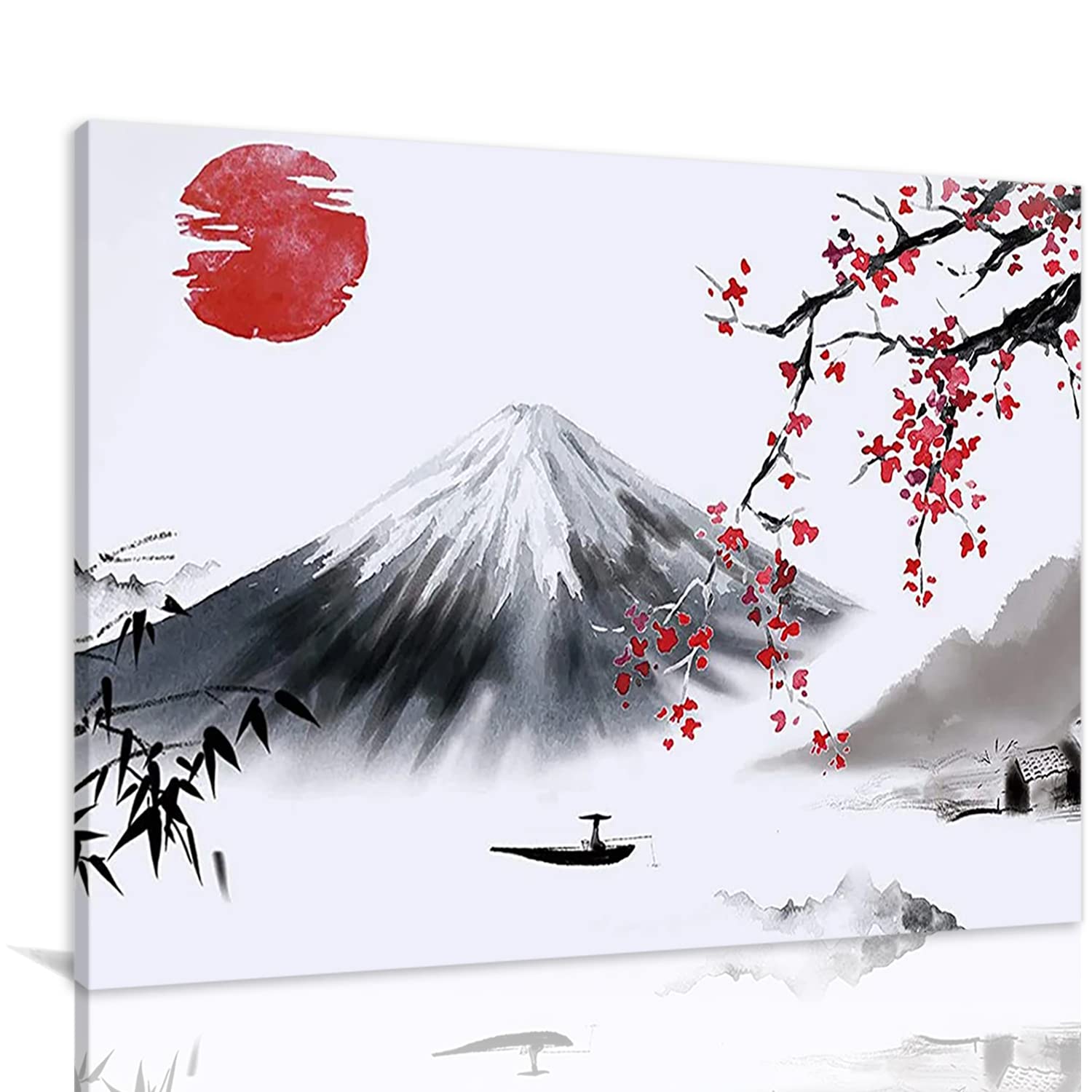 絵画 水墨画（色紙） 幽玄の富士 静寂と余白の美 気韻生動の一枚