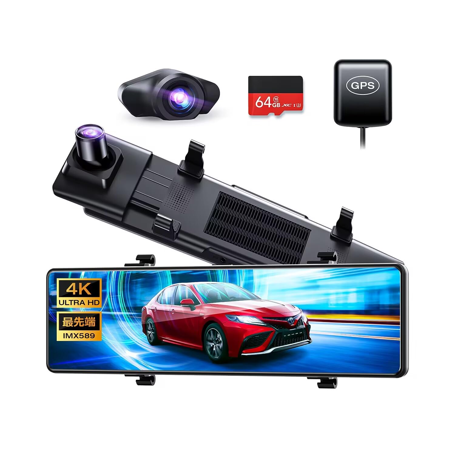 Amazon.co.jp: ドライブレコーダー ミラー型 前後カメラ 【12インチ