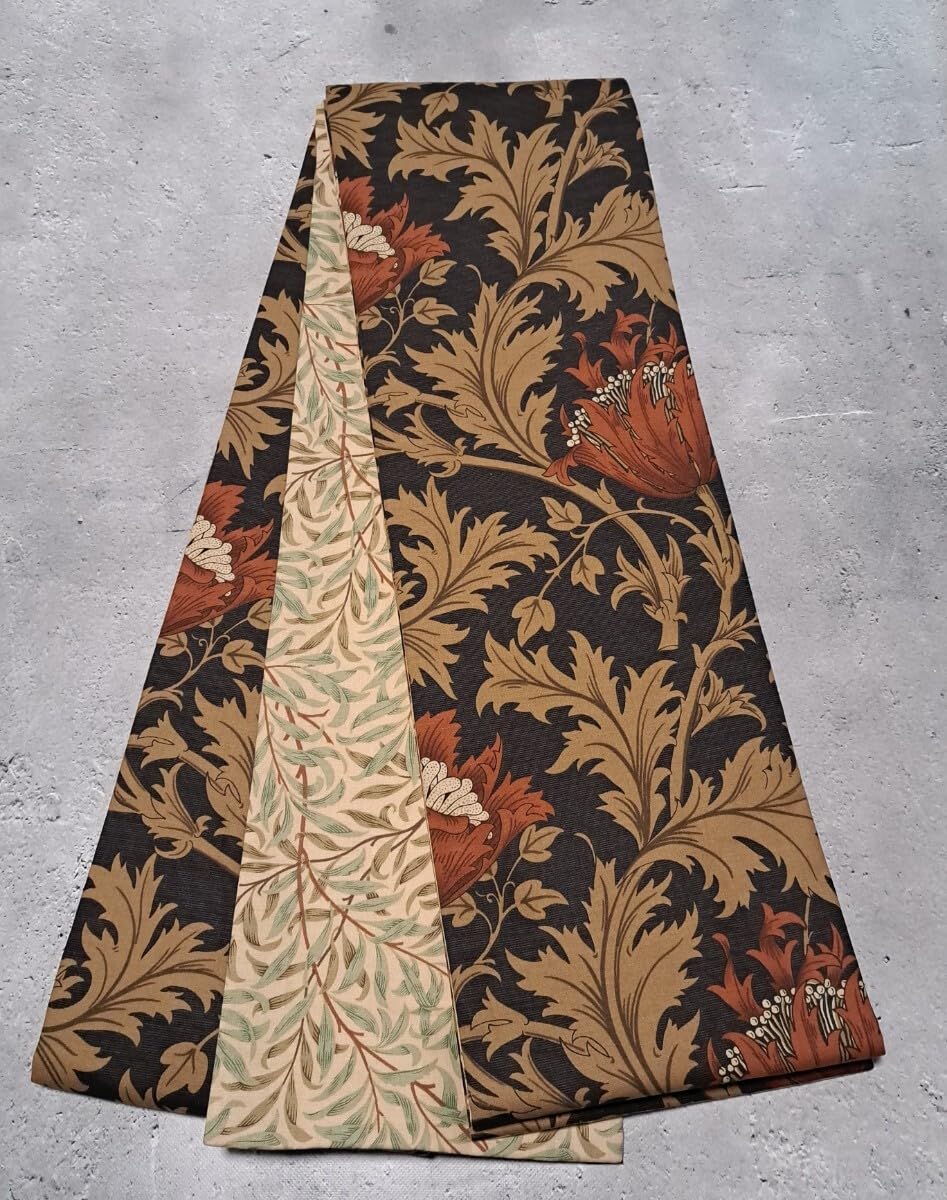 Amazon.co.jp: 半幅帯 ウィリアムモリス アネモネ 赤茶×ウィローボゥ