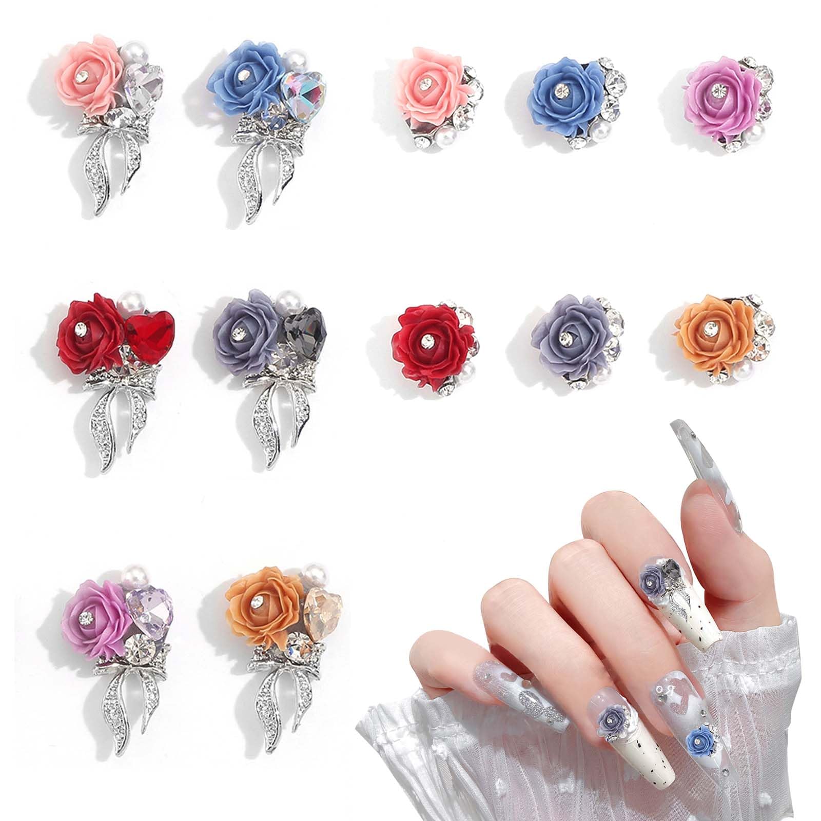 Amazon | PAVIKE 薔薇 ネイルパーツ 花 立体 セット 薔薇 可愛い 和風