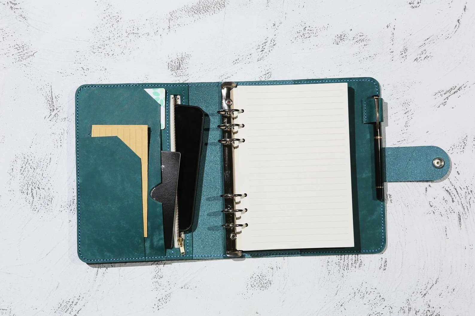 Amazon | ビンテージブルーレザー A5サイズ システム手帳 3cm直径 6穴