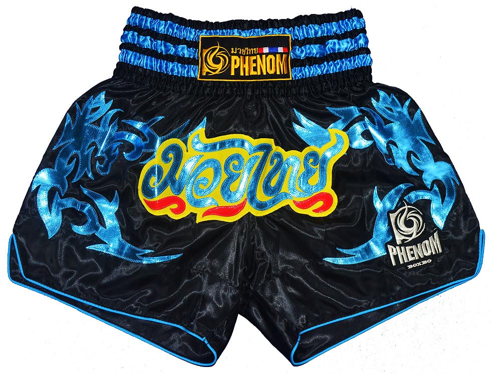 Amazon.co.jp: PHENOM フェノム ムエタイパンツ#13 黒スカイブルー