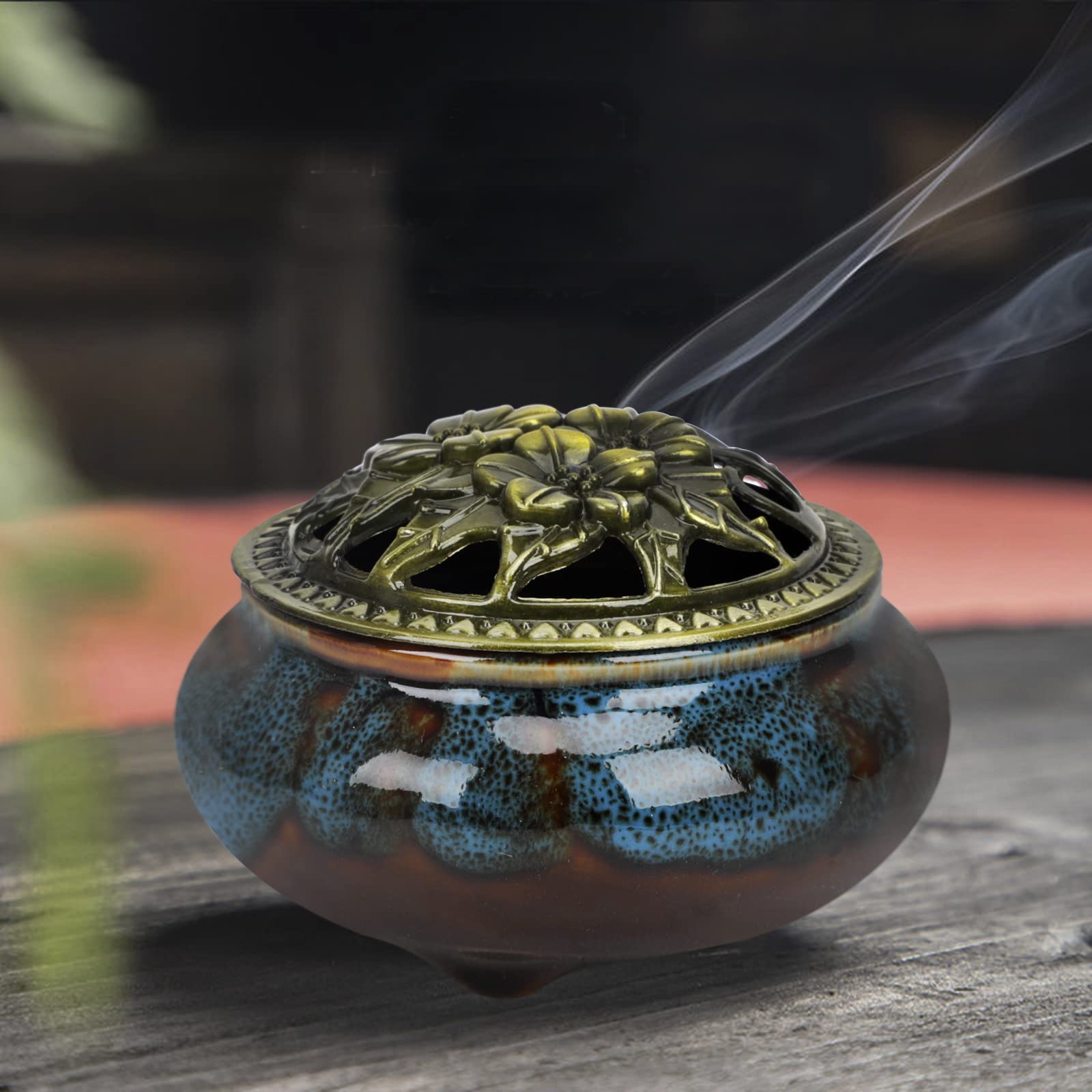 Amazon｜香炉 陶器 蓋付き お香立て セット 透かし香炉 おしゃれ 仏具