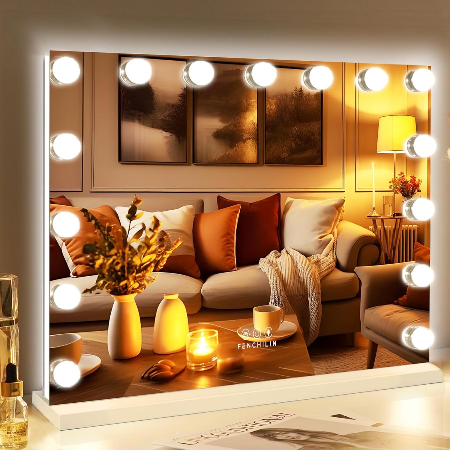 Amazon.co.jp: FENCHILIN 女優ミラー ハリウッドミラー 15ライト付き