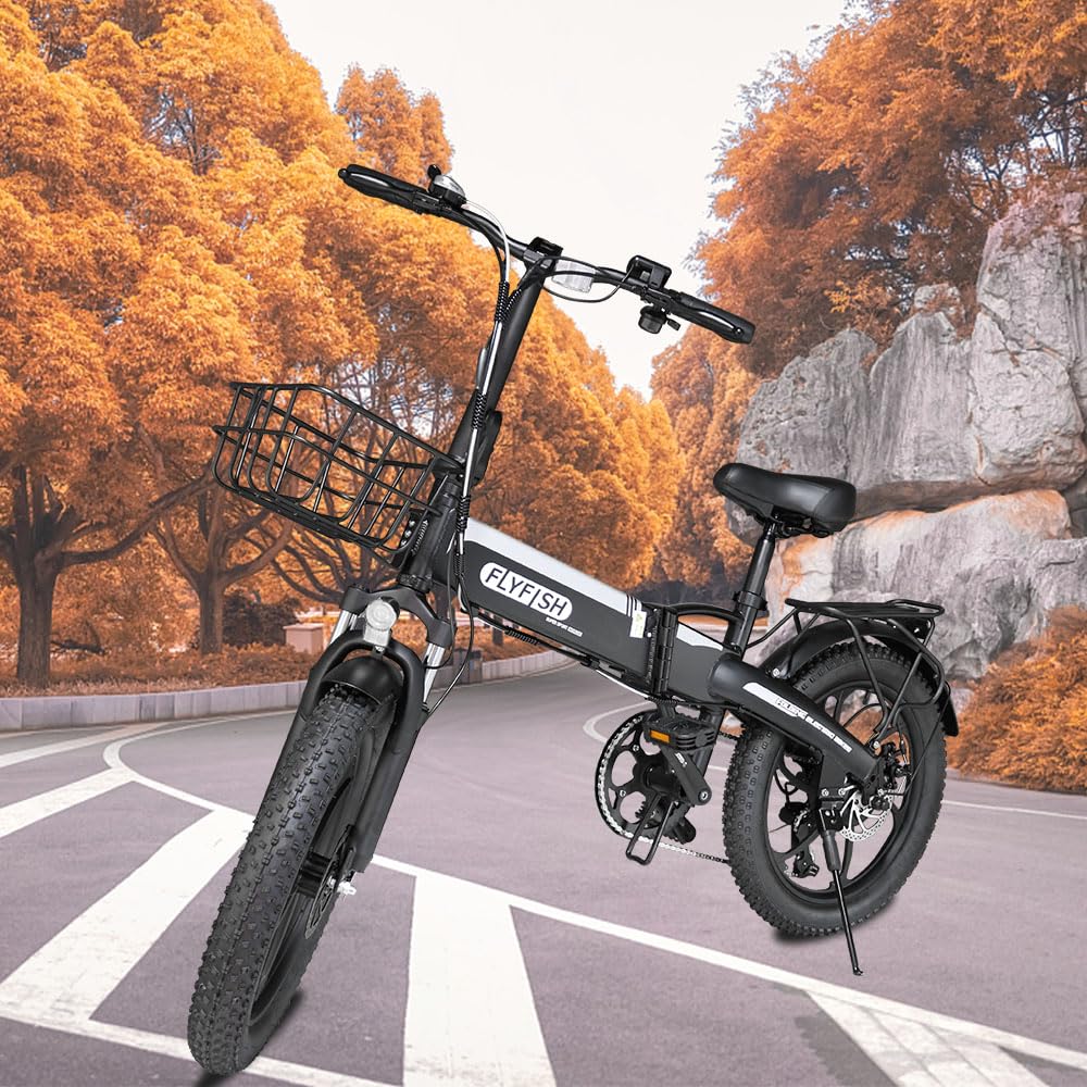 Amazon | MEEKU 電動アシスト自転車 20インチ かご付き ファットバイク