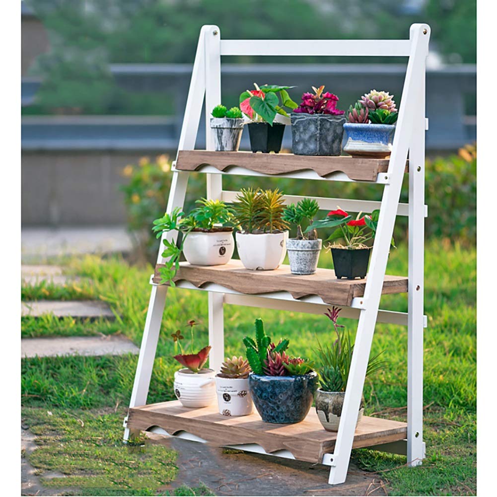 Amazon.co.jp: Z- 折り畳み フラワースタンド 木製花台 プランター