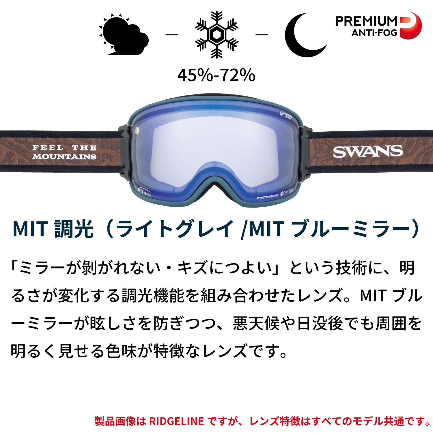 Amazon | [スワンズ] 日本製 スノーゴーグル RIDGELINE リッジライン