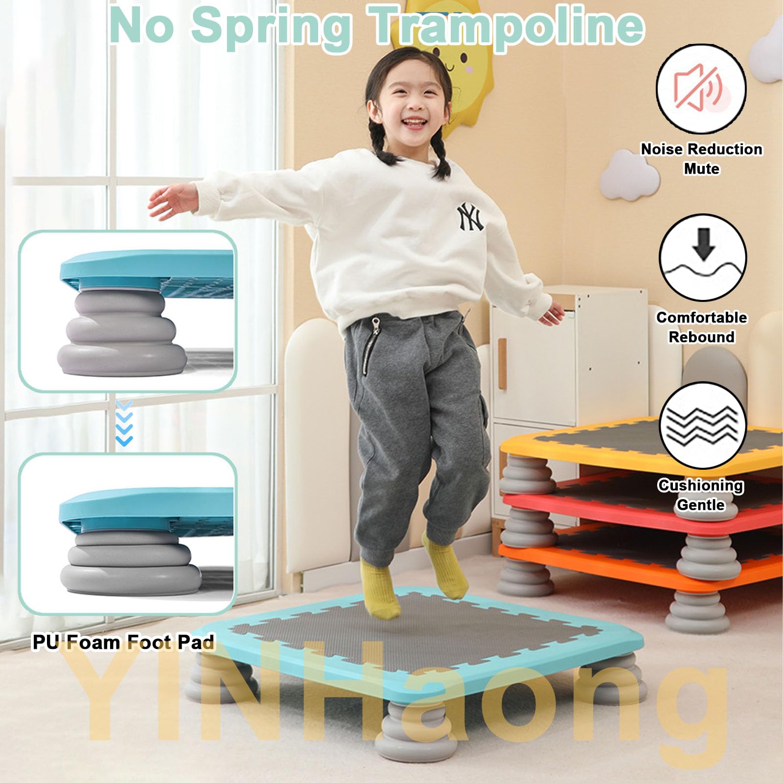 Amazon | 子供用ミニトランポリン、滑り止めベース付き25インチ屋内