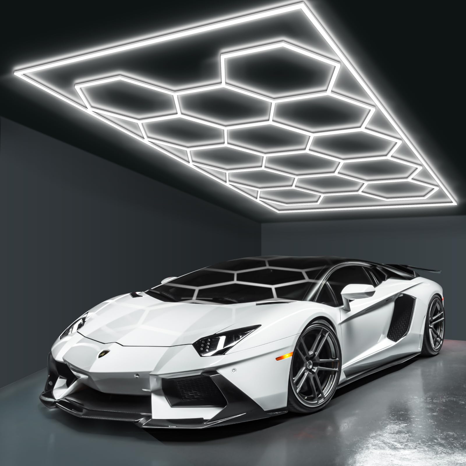 BRILLIHOOD Hexagon Garage Lights Honeycomb LED Hex Light, 672W