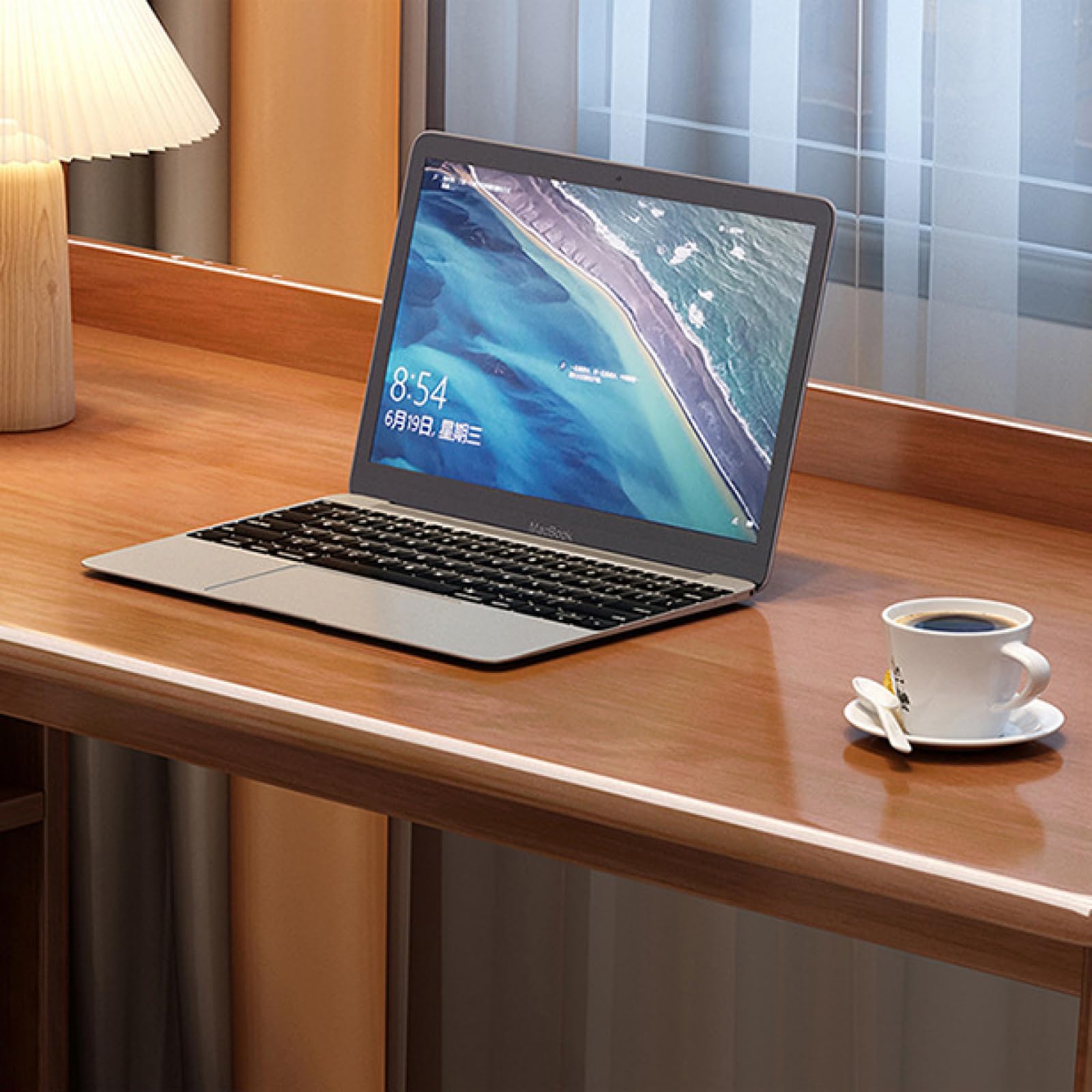 Amazon | 本棚とガラス扉付きコンピューターデスク、オープン棚付き