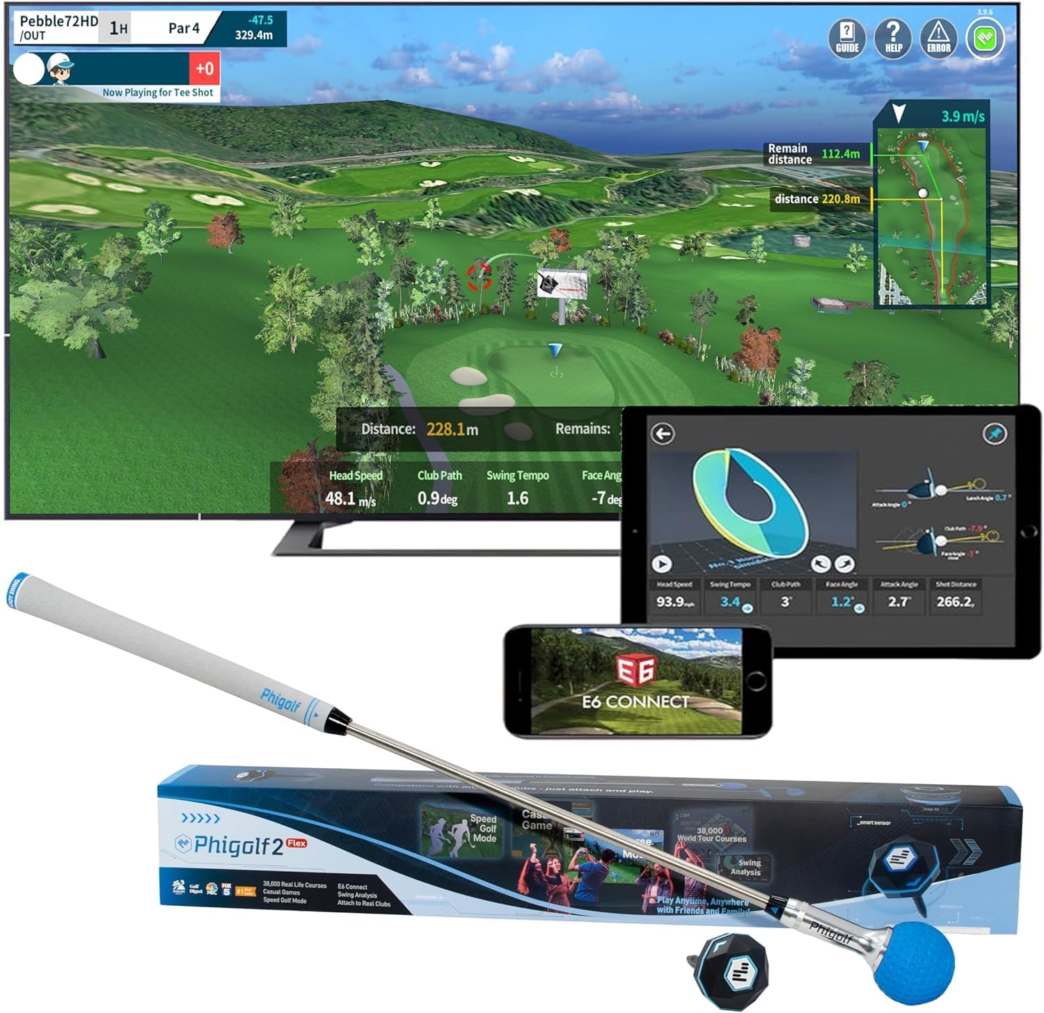 Amazon | Phigolf2 Flex ホームゴルフゲームシミュレーター スマート